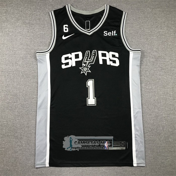 Camiseta San Antonio Spurs Victor Wembanyama NO 1 Icon 2022-23 Negro